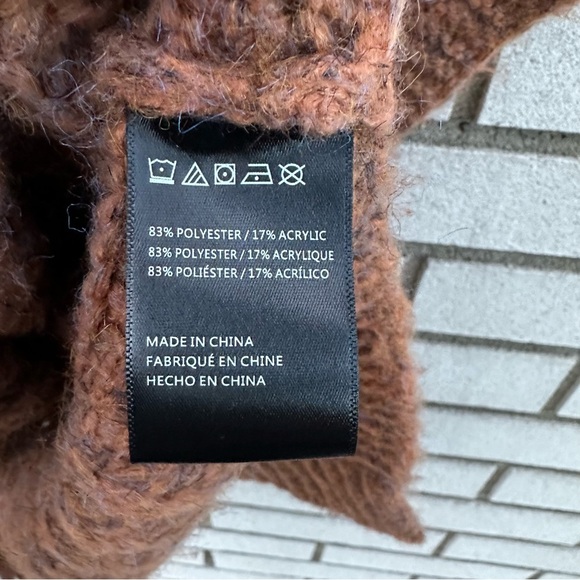 Anthropologie Knit Marled Fringe Poncho Bronze - Picture 11 of 13